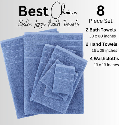 8 Set 2 4 2 3 Casa Platino Cotton Bath Towel Piece - Super Soft, Quick Dry & Absorbent - Bath, Washcloths, Hand Towels