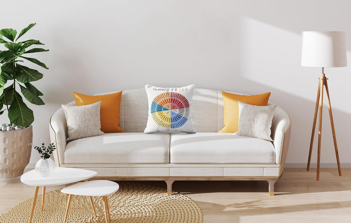 Wheel of Emotions Feelings Throw Pillow Covers, 18x18 inch, The Wheel of Feels Pillowcases for Home Decor
