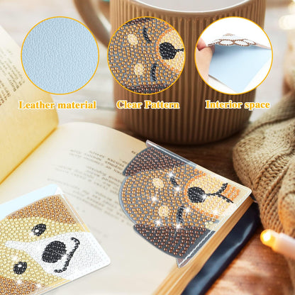 8 Pcs Dog Diamond Painting Corner Bookmark Dog 5D DIY Page Book Marks Triangle Book Lovers Gifts for Women Girls Art Craft Reading Lovers Presents