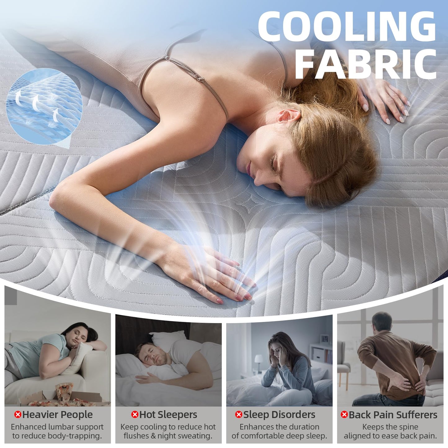 Lansteen Cooling Foldable Mattress, 6 Inch Memory Foam Mattress/Topper with Cold Breathable Effect, Trifold Mattress for Murphy Bed, Portable Folding Floor Bed for Guest, Camping, Travel, Yoga - Twin