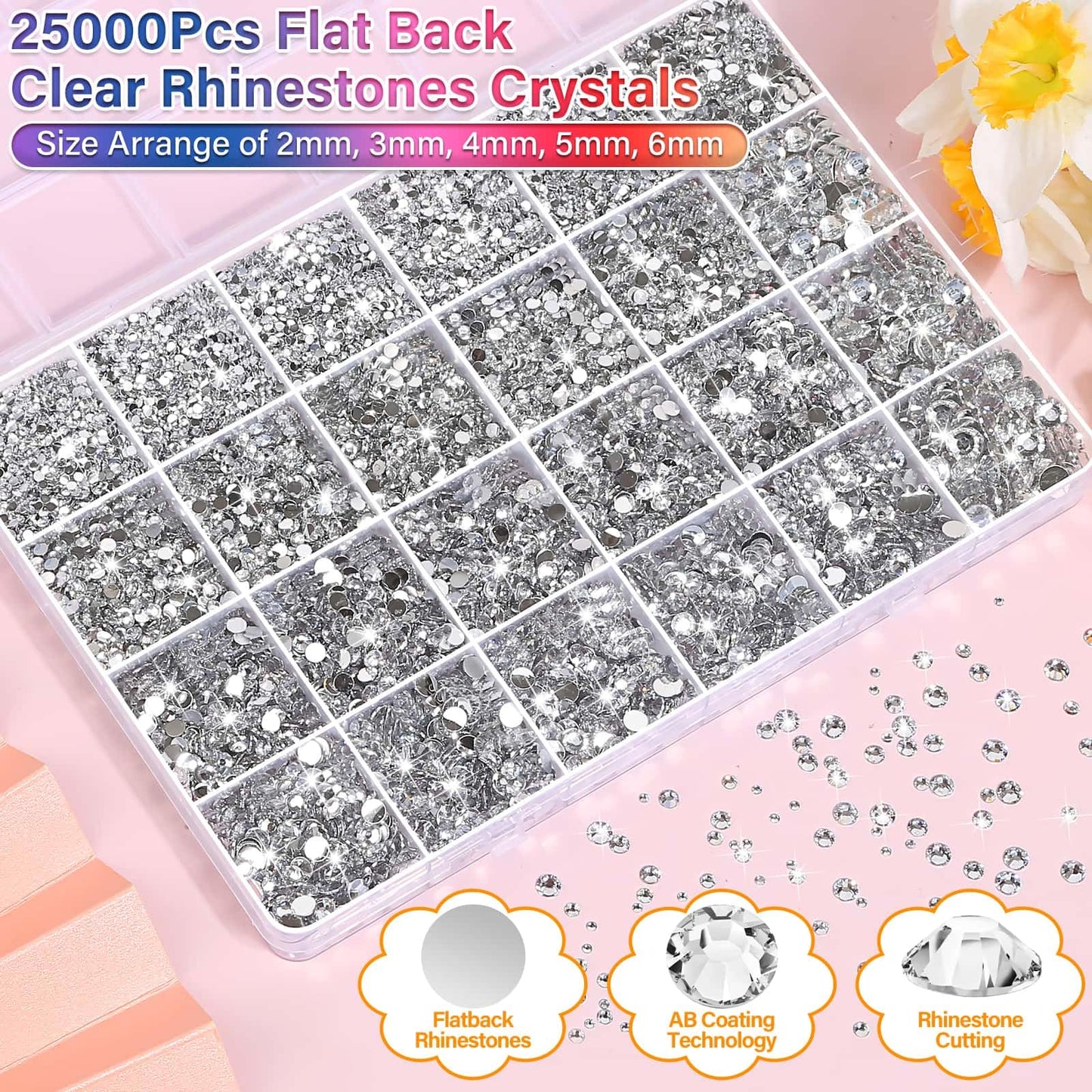 40000Pcs Resin Rhinestones with B7000 Jewelry Glue for Bedazzling Crafting, Rainbow Crystals Flat Back Gems with Craft Adhesive for DIY Graduation Cap Clothes Tumblers Shoes Nails and Face