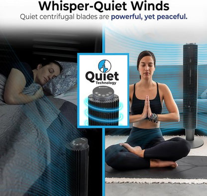 Comfort Zone Smart Wi-Fi Oscillating Tower Fan - Bladeless, 5 Speeds, Remote Control, 36-42" Height