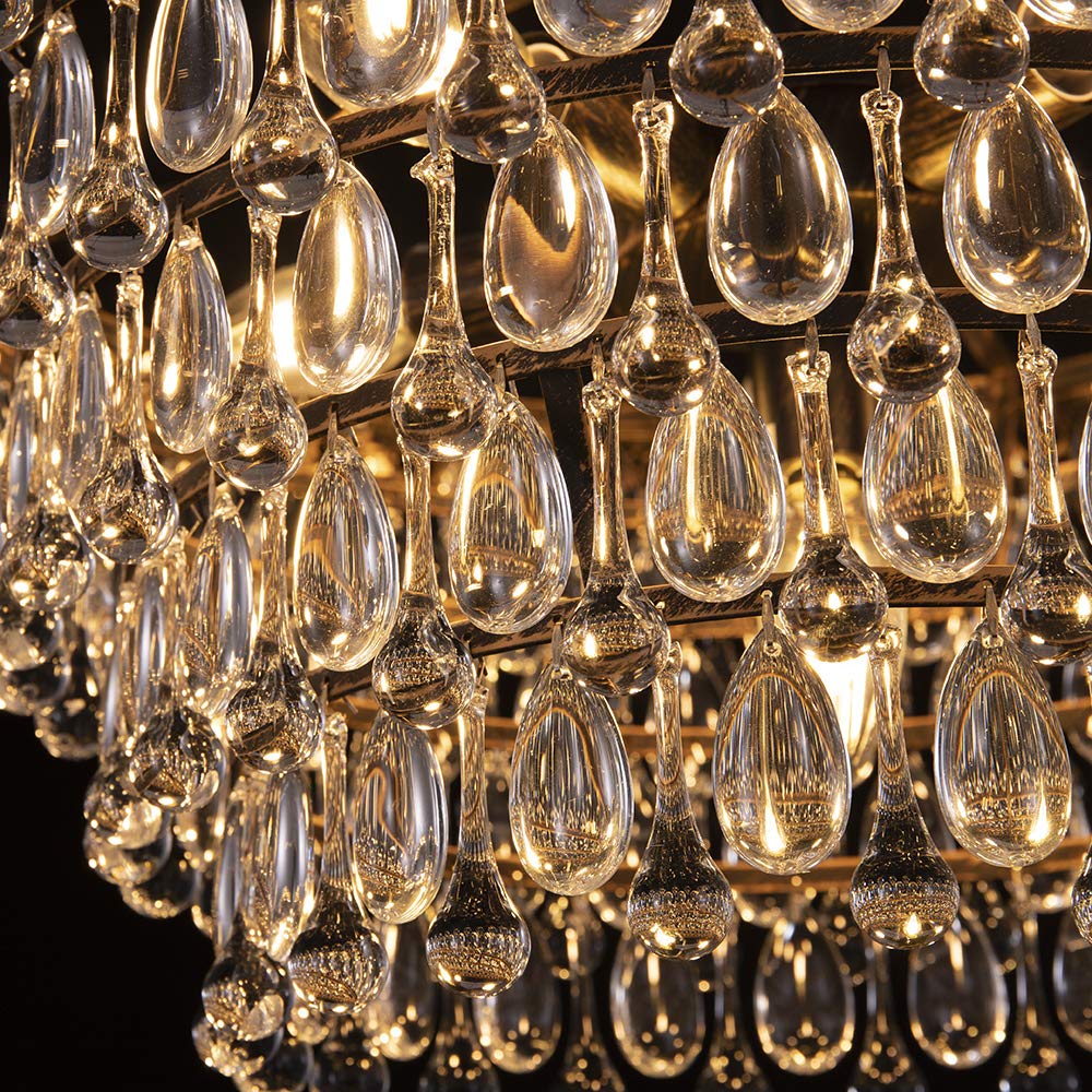 Wellmet Crystal Chandelier, 6-Light 5 Tiers Farmhouse Bronze Ceiling Lighting Fixture, Modern Foyer Dining Room Chandeliers for Bedroom, Hallway, Bar, Kitchen, W20-inch