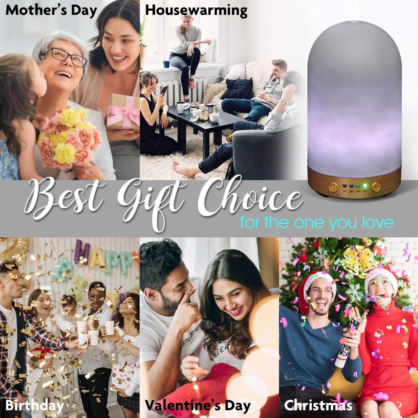 Earnest Living Essential Oil Diffuser White Ceramic Diffuser 100 ml Timers Night Lights and Auto Off Function Home Office Humidifier Aromatherapy Diffusers for Essential Oils