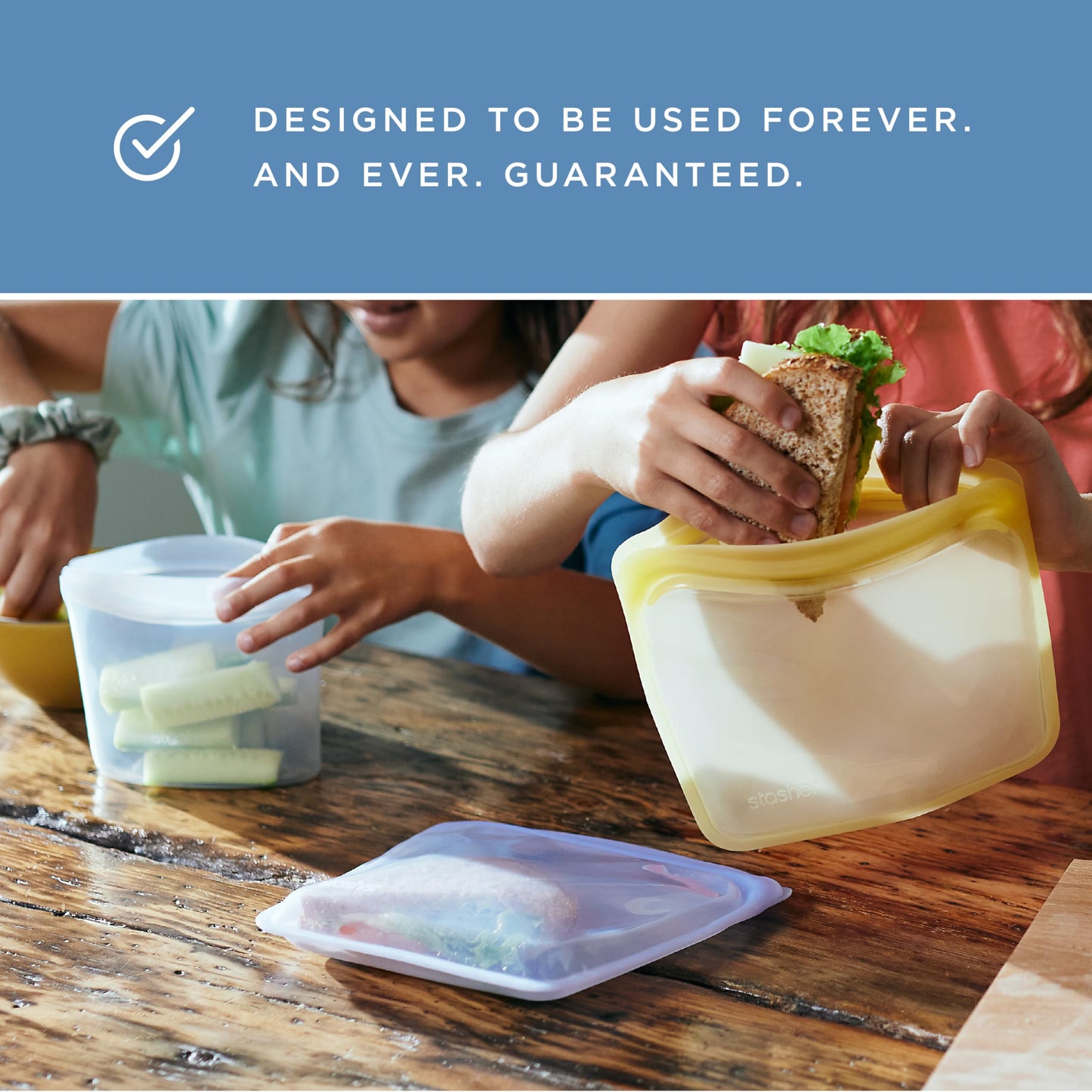 Stasher Premium Silicone Reusable Food Storage Bags, 7-Pack, Rainbow, Multi-Use Food Storage Bags, Lunch Bag, Travel Containers, BPA Free, Leak-free, Dishwasher-Safe, Eco-friendly