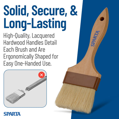 SPARTA 4037600 Boarhair Basting Brush, Flat Brush with Flat Brushhead, 9.25"L x 4"W, Wood Handle