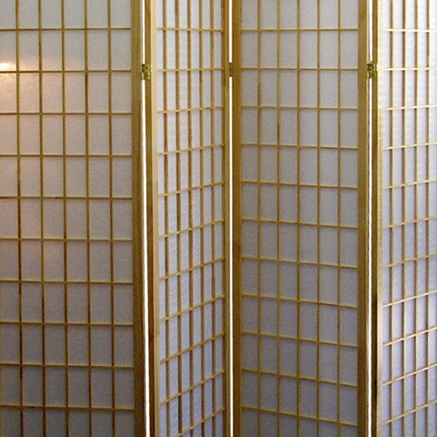 70" Tall 4 Panel Screen, Room Divider, Japanese Style with Natural Wood