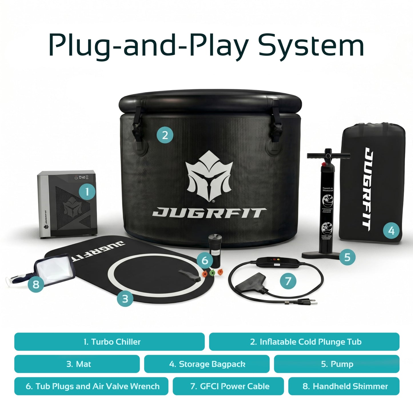 JUGRFIT 108-Gallon Barrel Pro-Grade Cold Plunge Tub with Water Chiller – Ice-Free At-Home Recovery, Built-in Filtration, Weatherproof & Durable