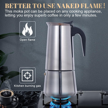 Atyhao Electric Coffee Maker, Food Grade Stainless Steel Moka Pot for Home and Outdoor Camping (300ml)