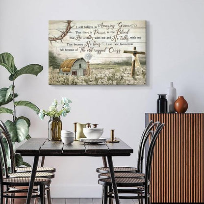 Christian Wall Art by HDXUFJQ - Barn Windmill Canvas Decor | I Still Believe in Amazing Grace (12"x16")