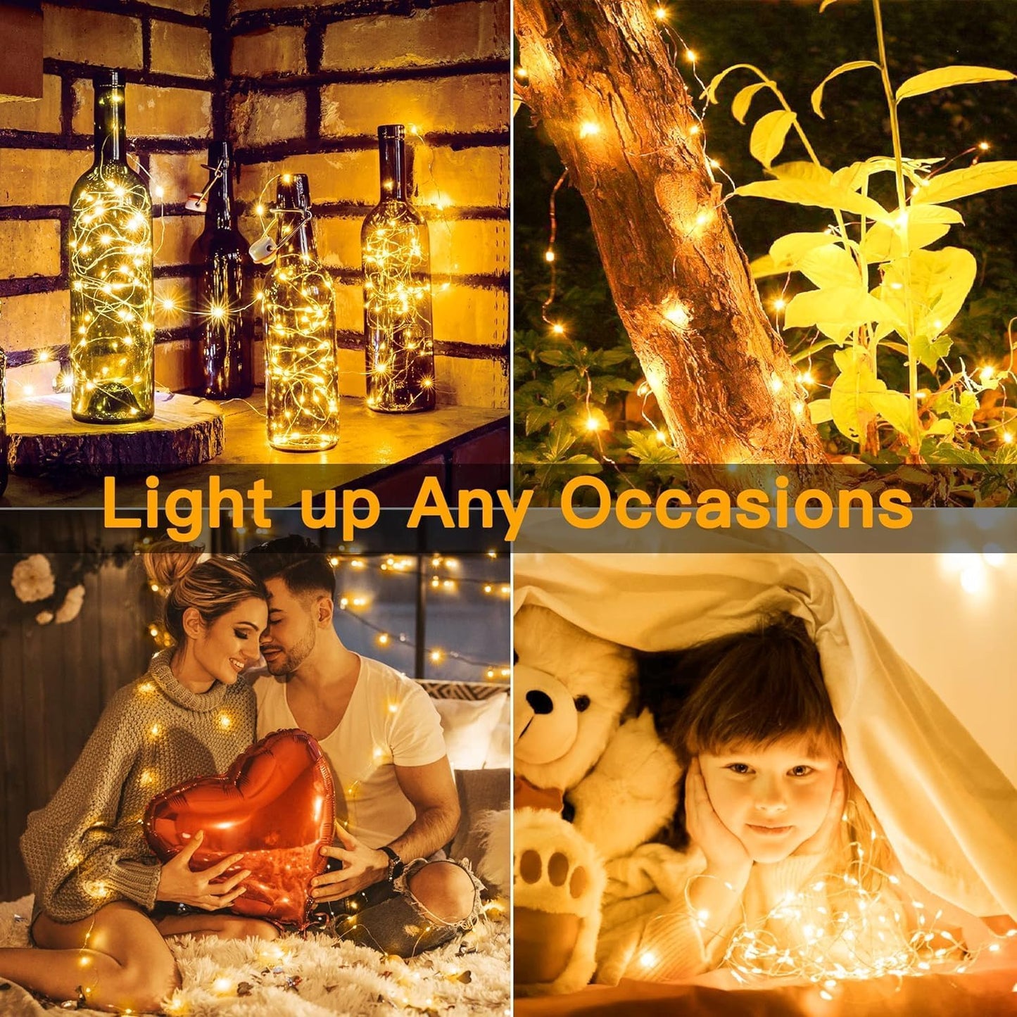 Skiennix 6 Pack Fairy Lights - Battery Operated 7ft 20 LED Mini String Lights | Warm White & Cool White for Weddings, Parties, Decor