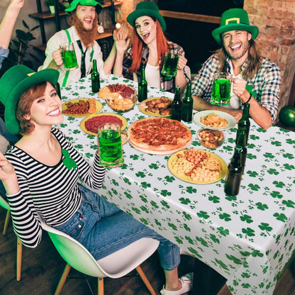 60 102 Inch, 100% 150 LUSHVIDA St.Patrick's Day Rectangle Table Cloth, x Shamrock Patterned Irish Clover Washable