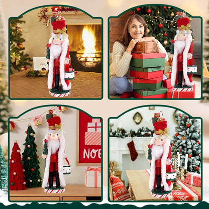 BXO Classic Nutcracker Soldier Decor - Christmas Table Centerpiece, Mantel Decor for Holiday, Traditional Christmas Figurine for Home Festival Decorations (Red & White)