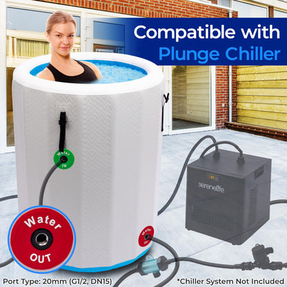 SereneLife Inflatable Cold Plunge Tub Ice Bath, 85 Gal One Person Ice Bath Tub with Lid, Drop Stitch PVC, Double Layer Seals, Heavy Duty Cold Plunge for Athletes