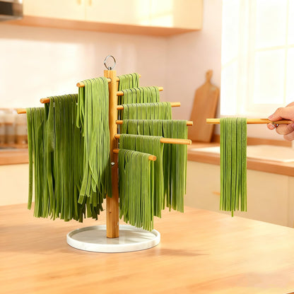 Pasta Drying Rack with Transfer Wand and 7 Bars, noodle drying rack Easy to Transfer for Drying Pasta and Cooking, Special Suspension Design for Large Storage pasta rack easy use pasta dryer