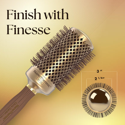 Olivia Garden NanoThermic Ceramic + Ion Round Thermal Hair Brush - Not Electrical - Professional Blowout Brush for Normal to Thick Hair