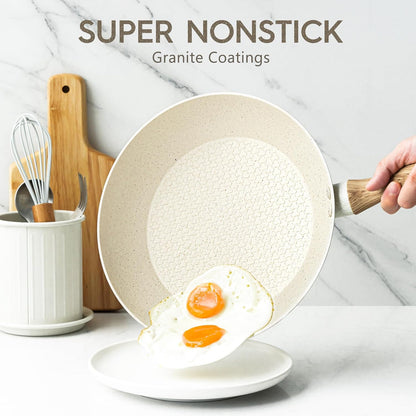 MICHELANGELO Frying Pan, 8 Inch with Nonstick Granite Coatings, Healthy & Non-Toxic Frying Pan