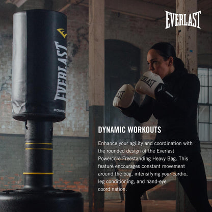 Everlast P00001266 Powercore Free Standing Indoor Rounded Heavy Duty Fitness Training Punching Bag