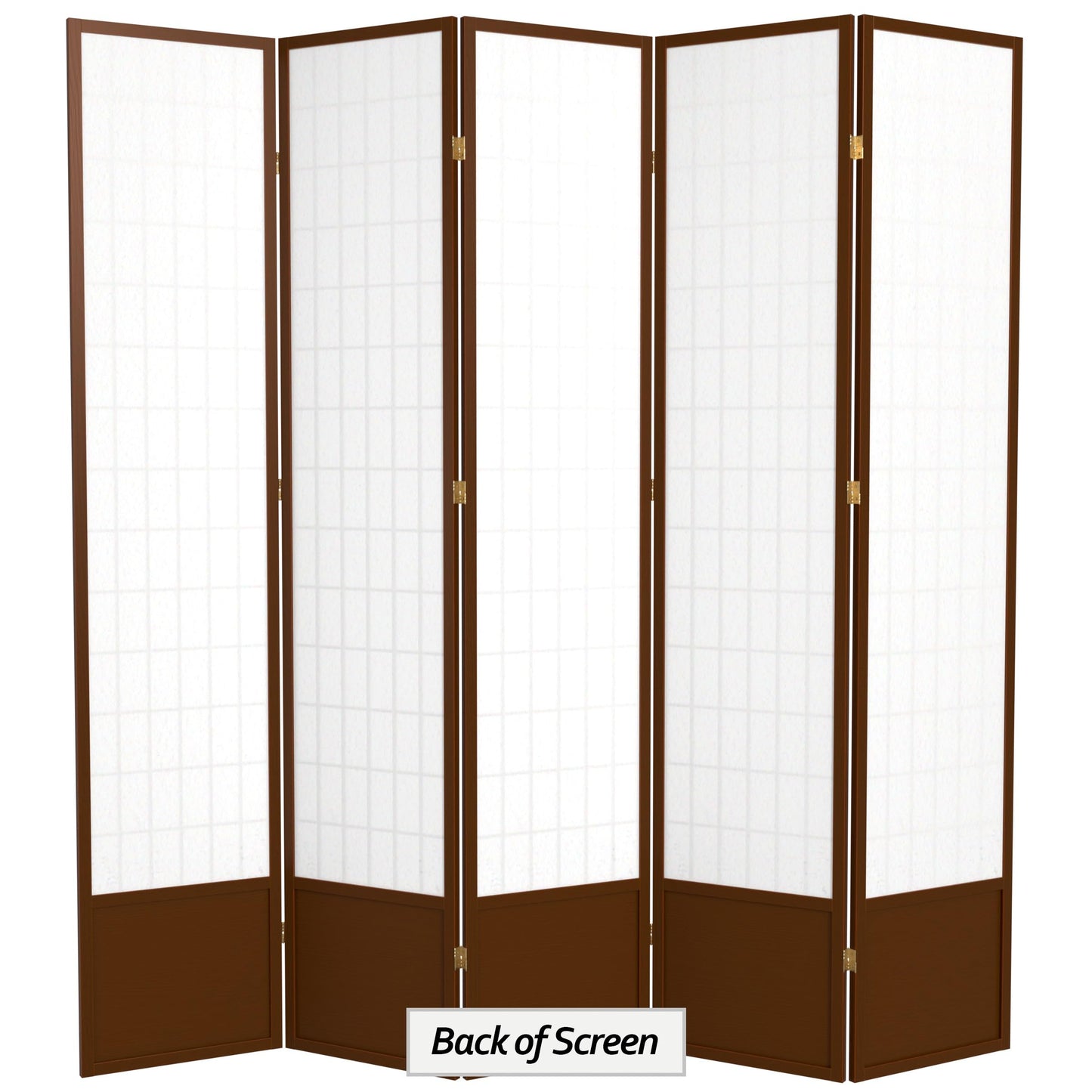 Oriental Furniture 7 ft. Tall Window Pane Shoji Screen - Walnut - 5 Panels