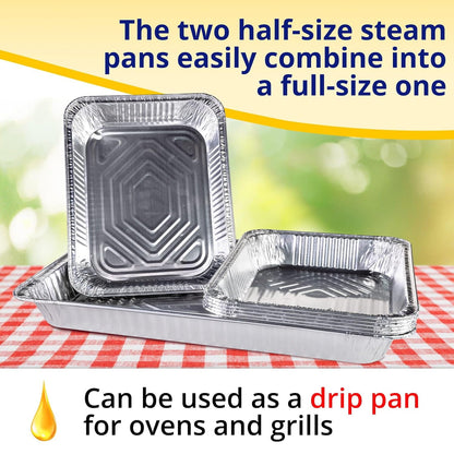 IDL Packaging Full Size Aluminum Steam Table Pans, Medium 21" x 13" x 2.25" (pack of 5) for Grilling and Cooking