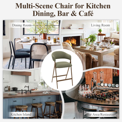 COLAMY Bar Stools Set of 4, 26" Counter Height Barstools with Backs, Modern Upholstered Bar Chairs with Metal Legs for Kitchen Island Counter, Dining Room, Taupe