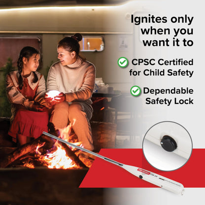 Camco Olympian GM-3X Adjustable Flame Gas Match - Features Windproof Continuous Ignition & Slender Design Equipped with Safety Lock - Refillable with Butane Lighter Fluid (57549)
