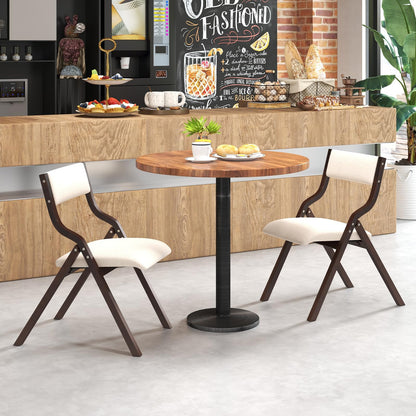 Giantex Folding Dining Chairs Set of 4, No Assembly Folding Chairs w/Linen Padded Seats, Wood Foldable Kitchen Chairs, Easy to Store Extra Event Chairs, Padded Folding Chair for Wedding Guests Party