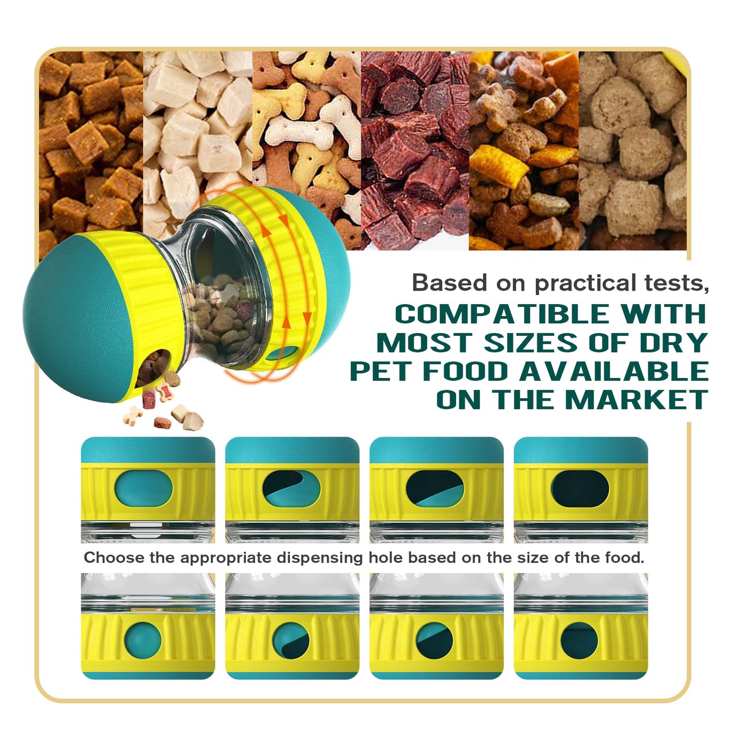 BSISUERM Dog Puzzle Toy Adjustable Treat Dispensing Ball Food Dispenser Tough Slow Feeder Puppy Enrichment Training Toy Pet Interactive Chase Toys for Small Medium Large Dogs to Keep Them Busy, Green