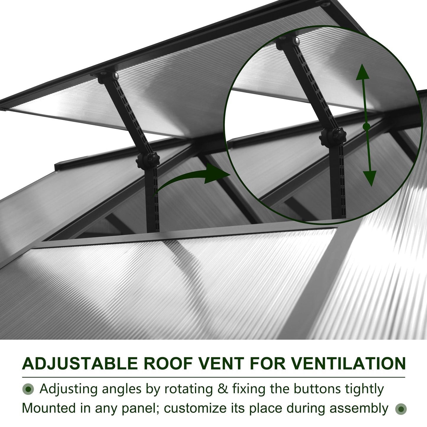 VEIKOU 6’x12’ Greenhouse for Outdoors, Upgraded Rivet Structure with 2 Vents, Lockable Door, 4mm Twin-Wall Polycarbonate, Aluminum Heavy Duty Greenhouse for Winters, Gray