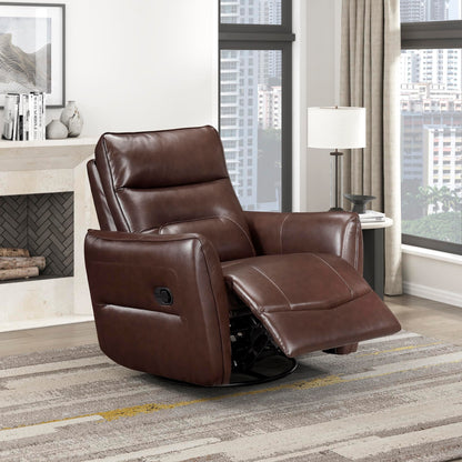 Lexicon Swivel Glider Reclining Chair, Top Grain Leather Match Manual Recliner, Comfy Nursery Glider Recliner, Swivel Reclining Chair for Living Room/Office/Bedroom/Apartment, Brown