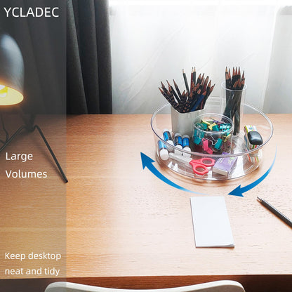 YCLADEC 4 Pack Lazy Susan 11.5" Inch Turntable Organizer Organization Storage Container Bins Spice Rack Cabinet Rotating Condiment for Pantry Countertop Kitchen Vanity Bathroom Jewelry Holder Clear