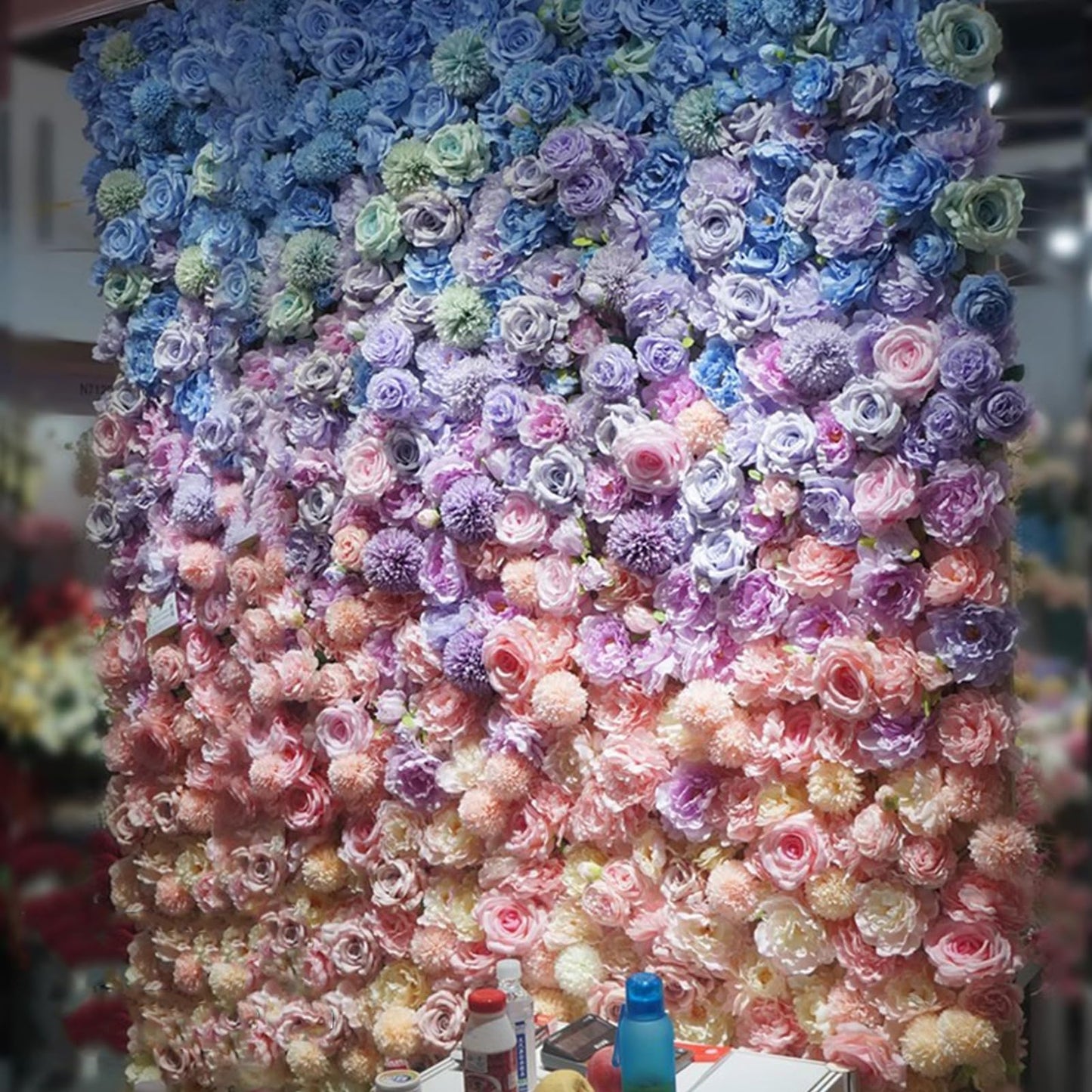 JIIPOREGJ Flower Wall Panel Artificial Silk Flowers Mat Wall 3D Wedding Background Backdrop Panels Wall Decor for DIY Party Home Centerpieces Arrangements,3x3m