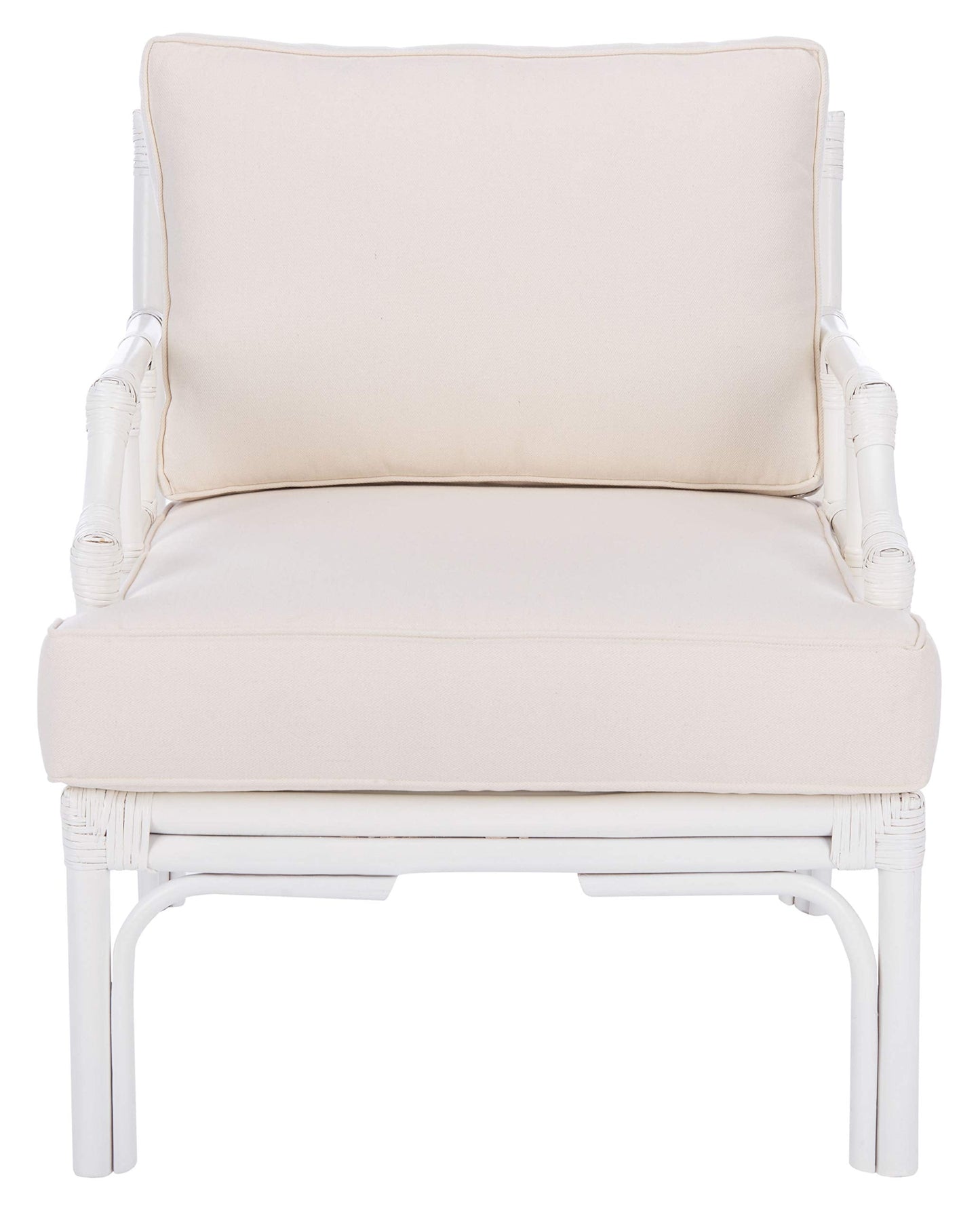 Safavieh Home Kazumi Coastal White Rattan Cushion Accent Chair (ACH6508A)