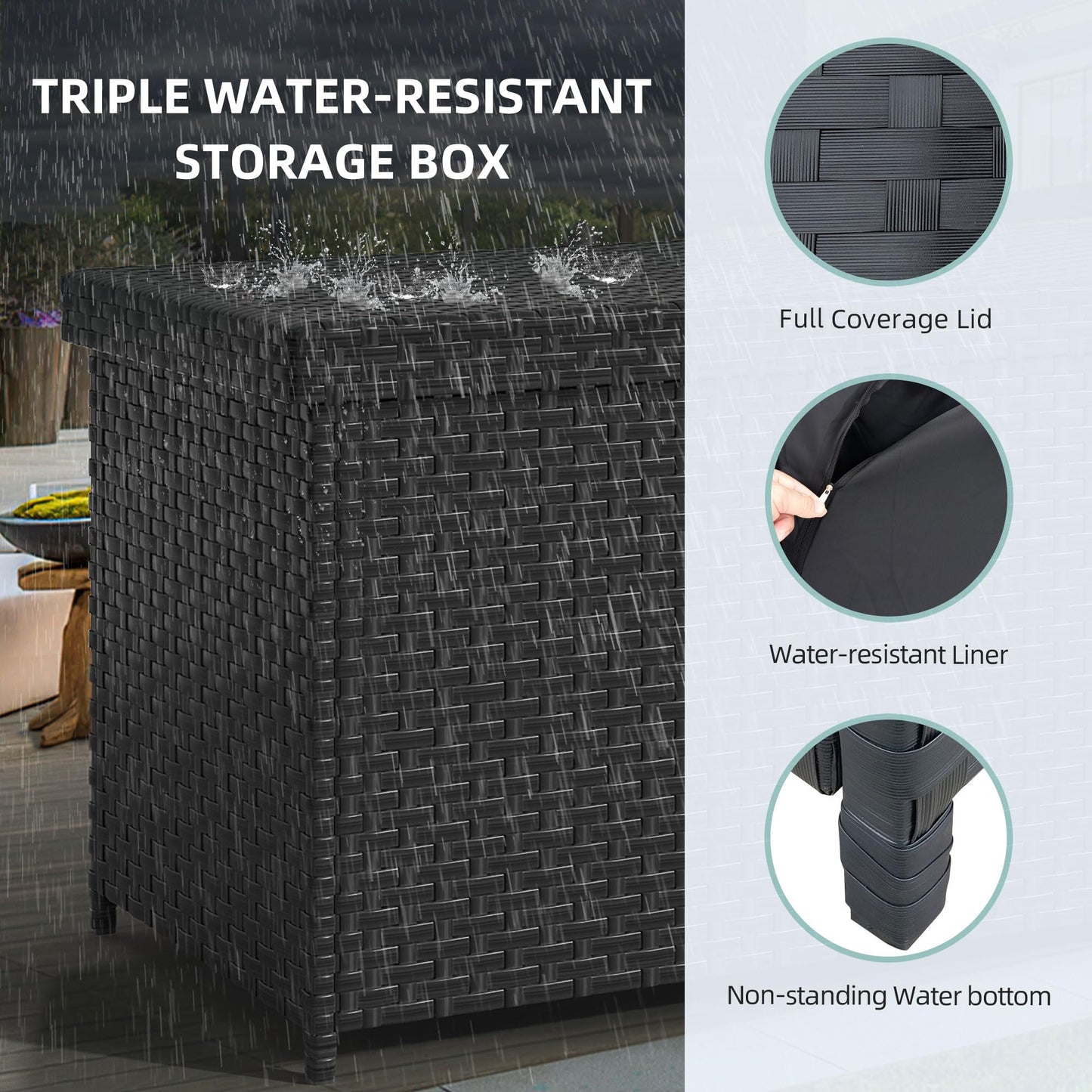 YITAHOME 260 Gallon Wicker Deck Box, XXL All-Weather Outdoor Storage Box, Extra Large Rattan Storage Bin for Patio Furniture, Outdoor Cushions, Pool Storage and Garden Tools (Black)