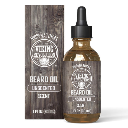 Viking Revolution Sandalwood Beard Oil for Men - Natural Mens Beard Oil with Argan Oil and Jojoba Oil - Beard Softener, Strengthens and Moisturizes - Beard Conditioner for Men (Sandalwood, 1 Pack)