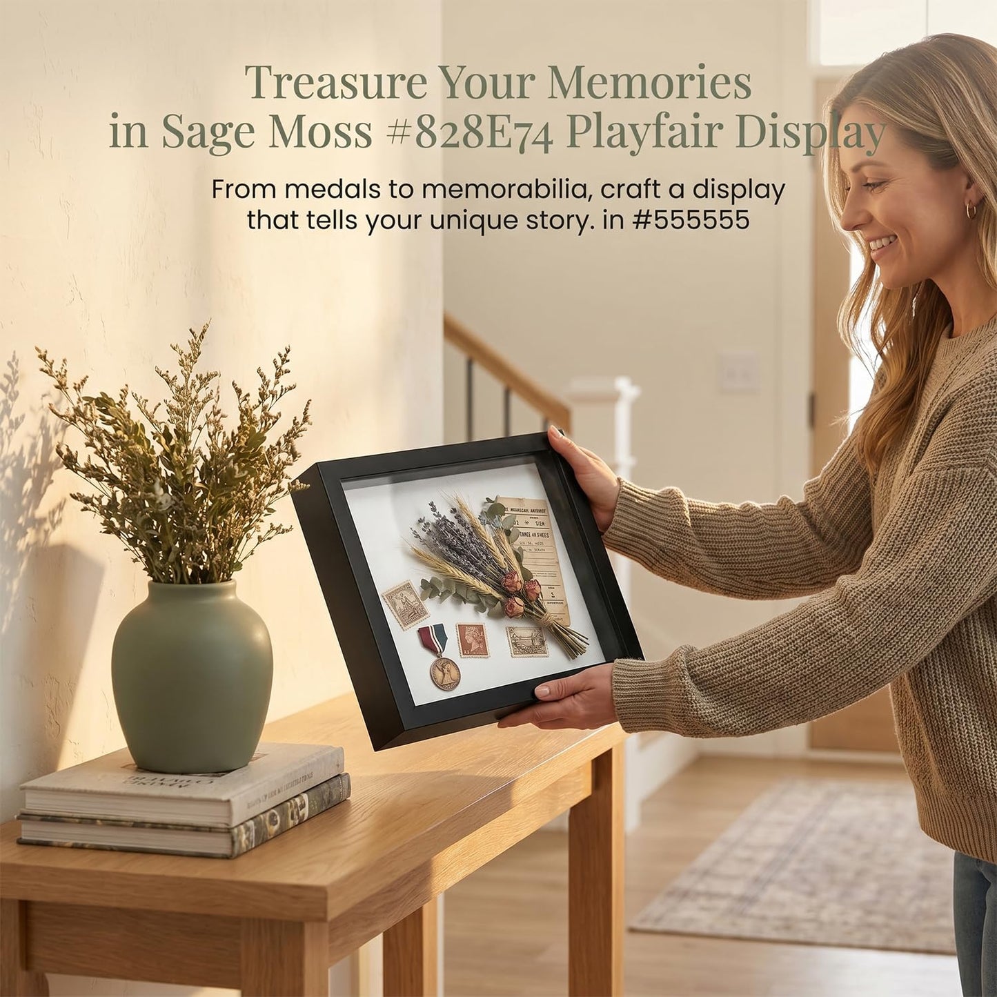 Black A4 Shadow Box Frame, 1.2 Inch Deep MDF Wood Shadow Box with Acrylic (Not Glass), Wall Mount & Tabletop Display Case for Dried Flowers, Medals, Memorial Keepsakes, Crafts
