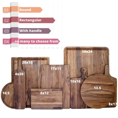 Made in USA Walnut Cutting Board by Virginia Boys Kitchens - Butcher Block made from Sustainable Hardwood (8x12)