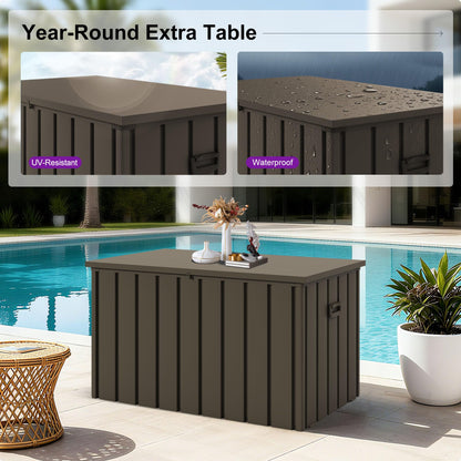 PURPLE LEAF Outdoor Deck Box 160 Gallon Waterproof Lockable Storage Box Container with Lid Deck Organization for Patio Cushions Side Table Pool Accessories Garden Tools, Brown