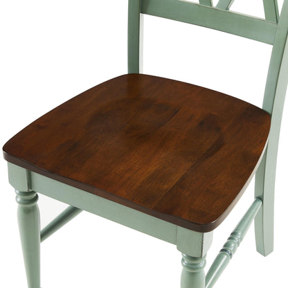 Crosley Furniture Shelby Traditional Wood X-Back Dining Room Chairs Set of 4, Kitchen Chair, Distressed Teal