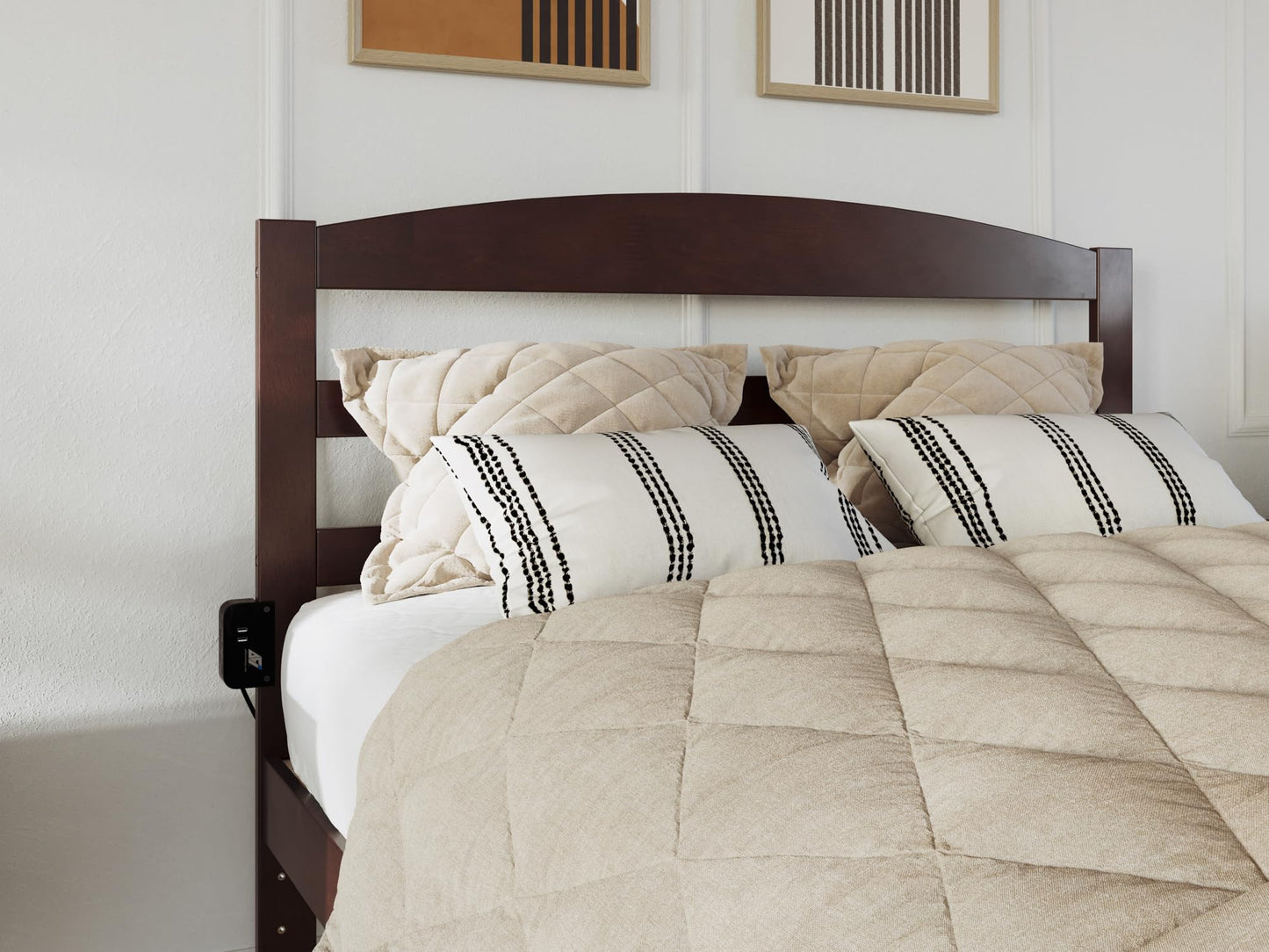 AFI, Warren Queen Platform Bed with Matching Footboard, Walnut
