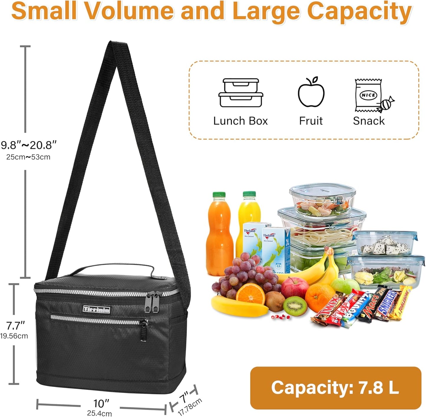 Tirrinia Insulated Lunch Box for Men/Women, Leakproof Lunch Bag for School, Work, Kids, Soft Reusable Cooler