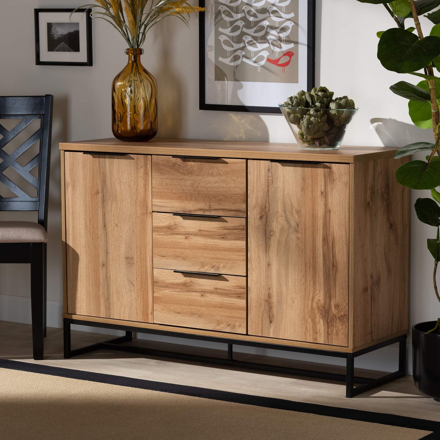 Baxton Studio Sideboard, Oak/Black