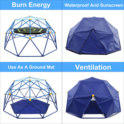 YuAnWe 10 FT Climbing Dome with Canopy and Hammock, Anti-Rust and UV-Resistant Dome Climber with 800LBS Load Capacity, Suitable for Outdoor Indoor Jungle Gym