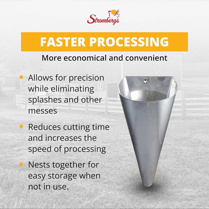 Hemmed Stromberg's Poultry Processing Killing Cone, Galvanized Steel Restraining Cone for Chickens, Game Birds, Ducks