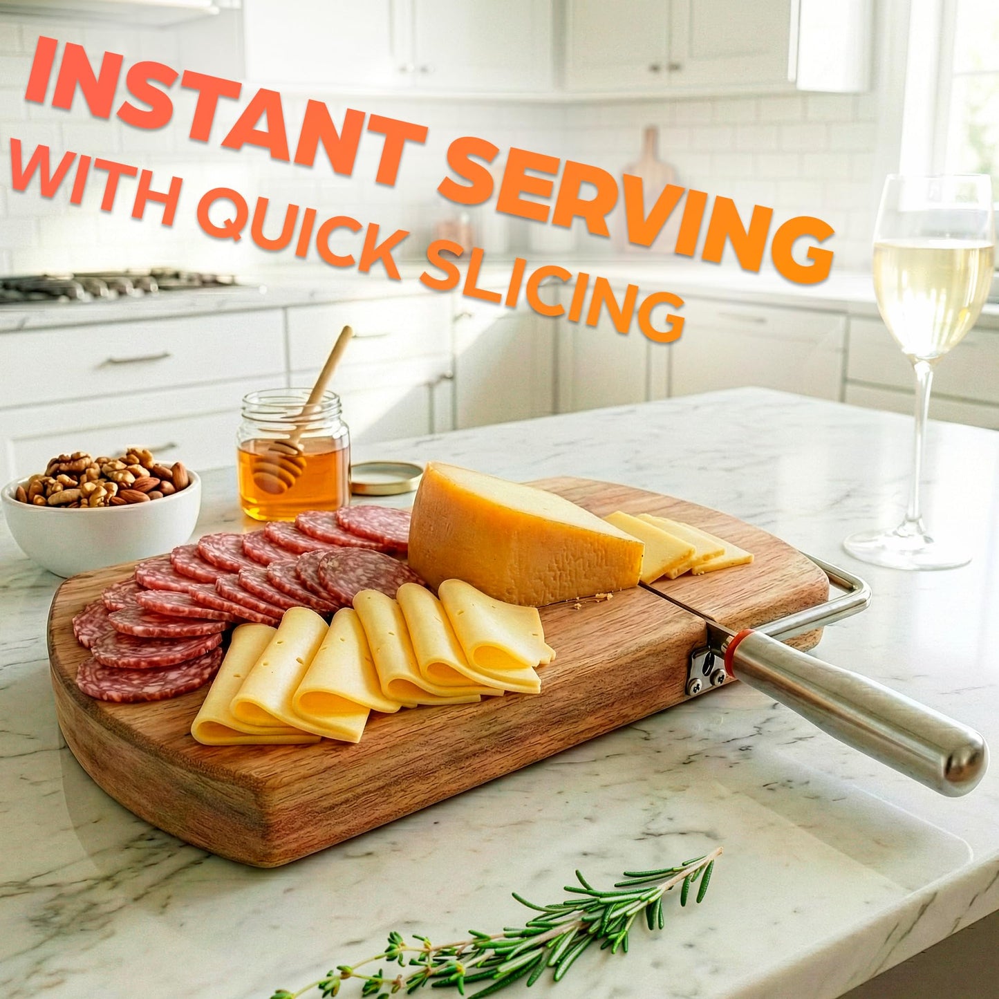 Manual Cheese Slicer for Block Cheese with Stainless Steel Blade & Locking Design - Multipurpose Wood Cheese Cutter Board 8.35x9.17x0.94 in for Slicing Butter, Vegetables, Fruits, Snacks & Deli Foods