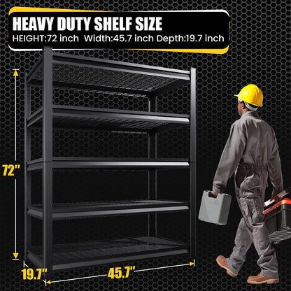 72”H*46”W Metal Garage Shelving Unit, Heavy Duty 5-Tier Garage Storage Shelves, 3000 lbs Large Industrial Shelving, Adjustable Wire Shelves Utility Rack Shelf, Steel Shelving for Warehouse, 2 Pack