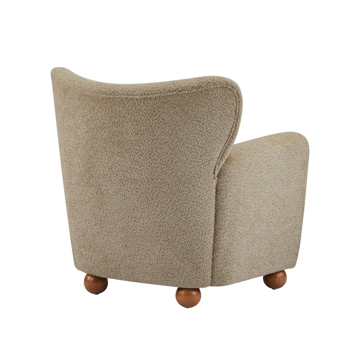 Christopher Knight Home Lindy Wingback Accent Chair, Upholstered Armchair with Rounded Wooden Legs, Curved Backrest Single Sofa, Soft Cushion Seating, Comfy Lounge Chair for Living Room, Light Brown