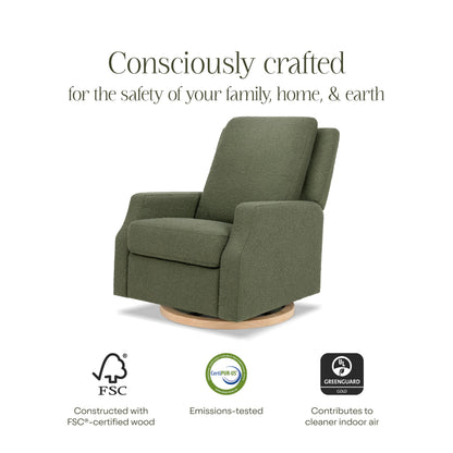 Namesake Crewe Glider Recliner Nursery Chair - GREENGUARD Gold & Certi-PUR US Certified Rocker Recliner - Glider Rocking Chair for Nursery & Living Room - Manual, 360° Swivel, Olive Boucle