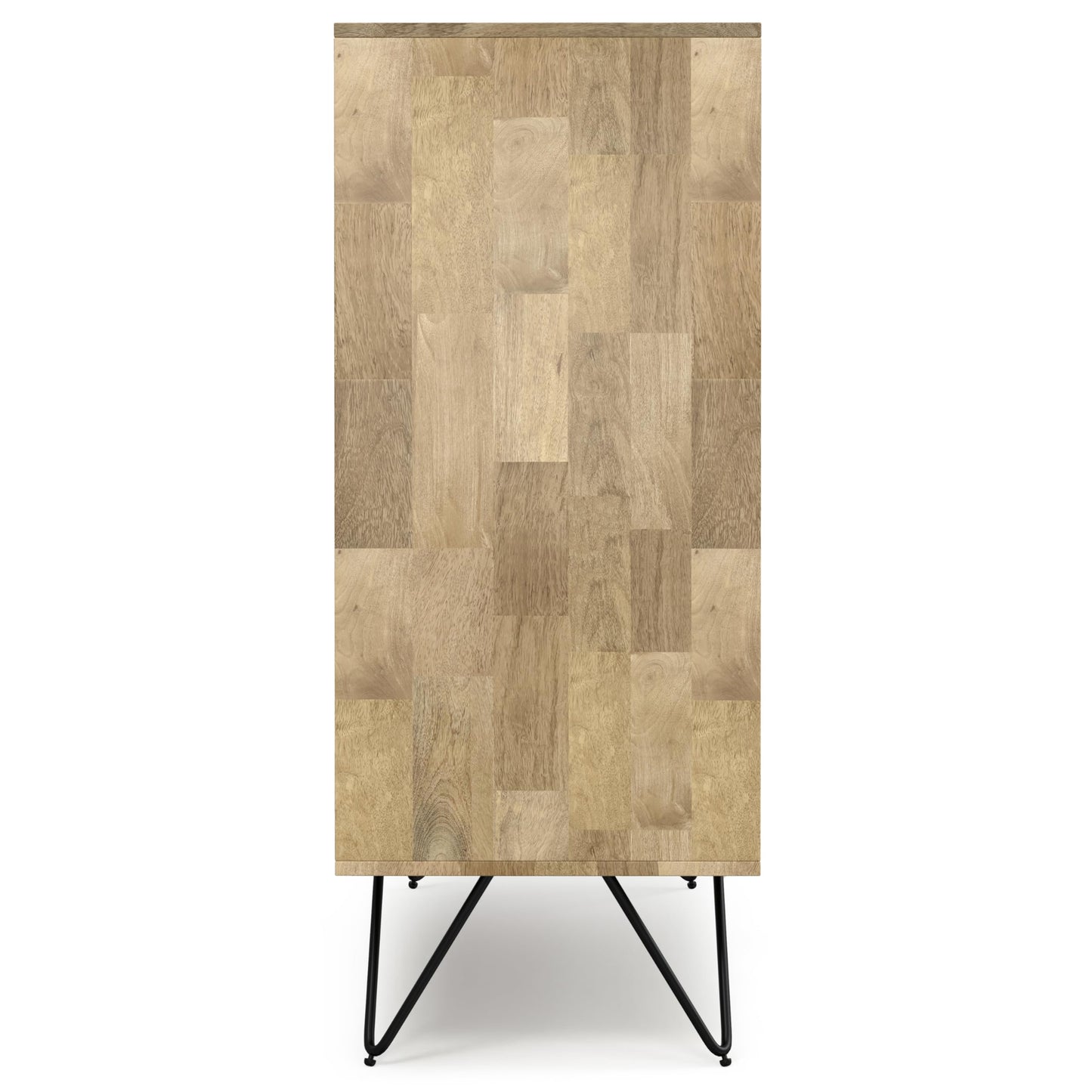 SIMPLIHOME Hunter Solid Mango Wood and Metal 39 inchWide Modern Industrial Medium Storage Cabinet in Natural for the Living Room, Entryway and Family Room