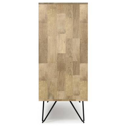 SIMPLIHOME Hunter Solid Mango Wood and Metal 39 inchWide Modern Industrial Medium Storage Cabinet in Natural for the Living Room, Entryway and Family Room